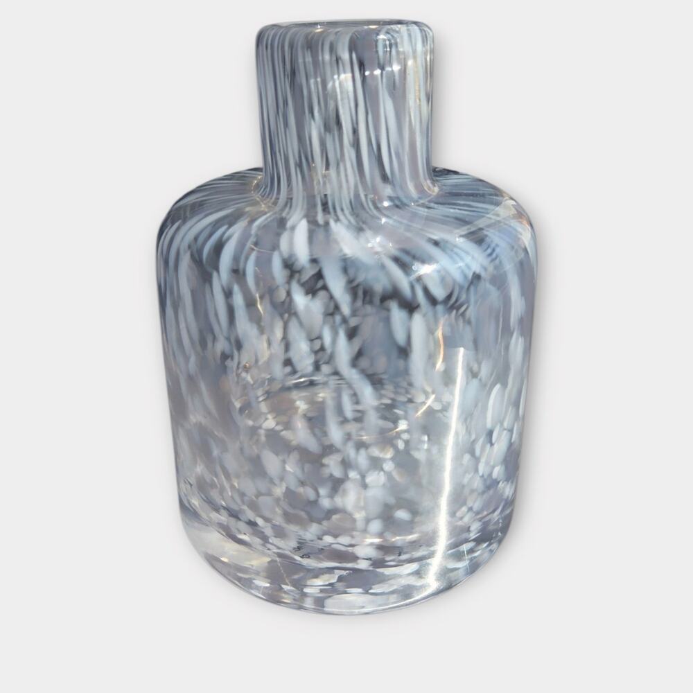 Zodax Clear Gray Speckled Art Glass Vase Textured Bottle 4.5" White